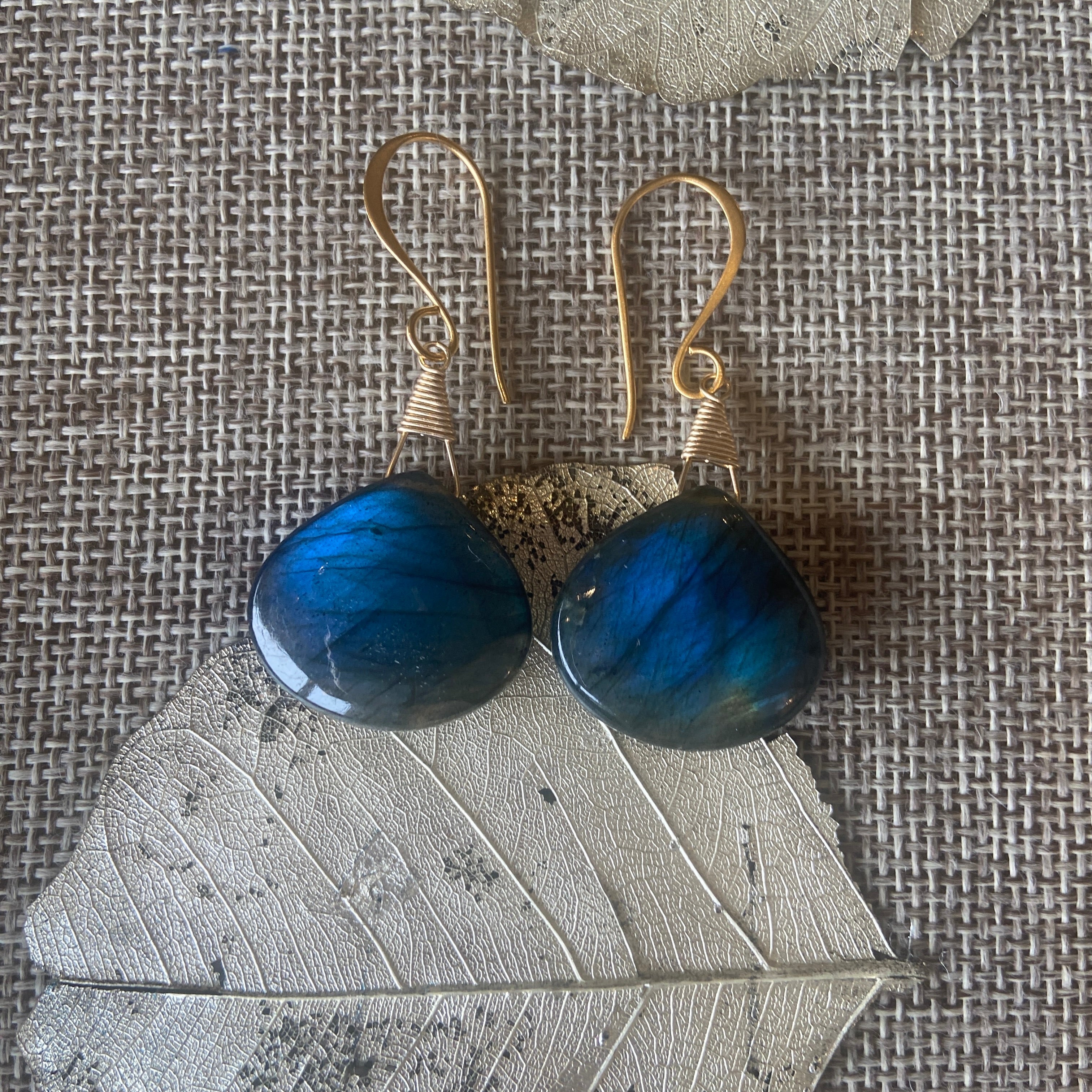 Labradorite Statement Earrings in Gold Vermeil