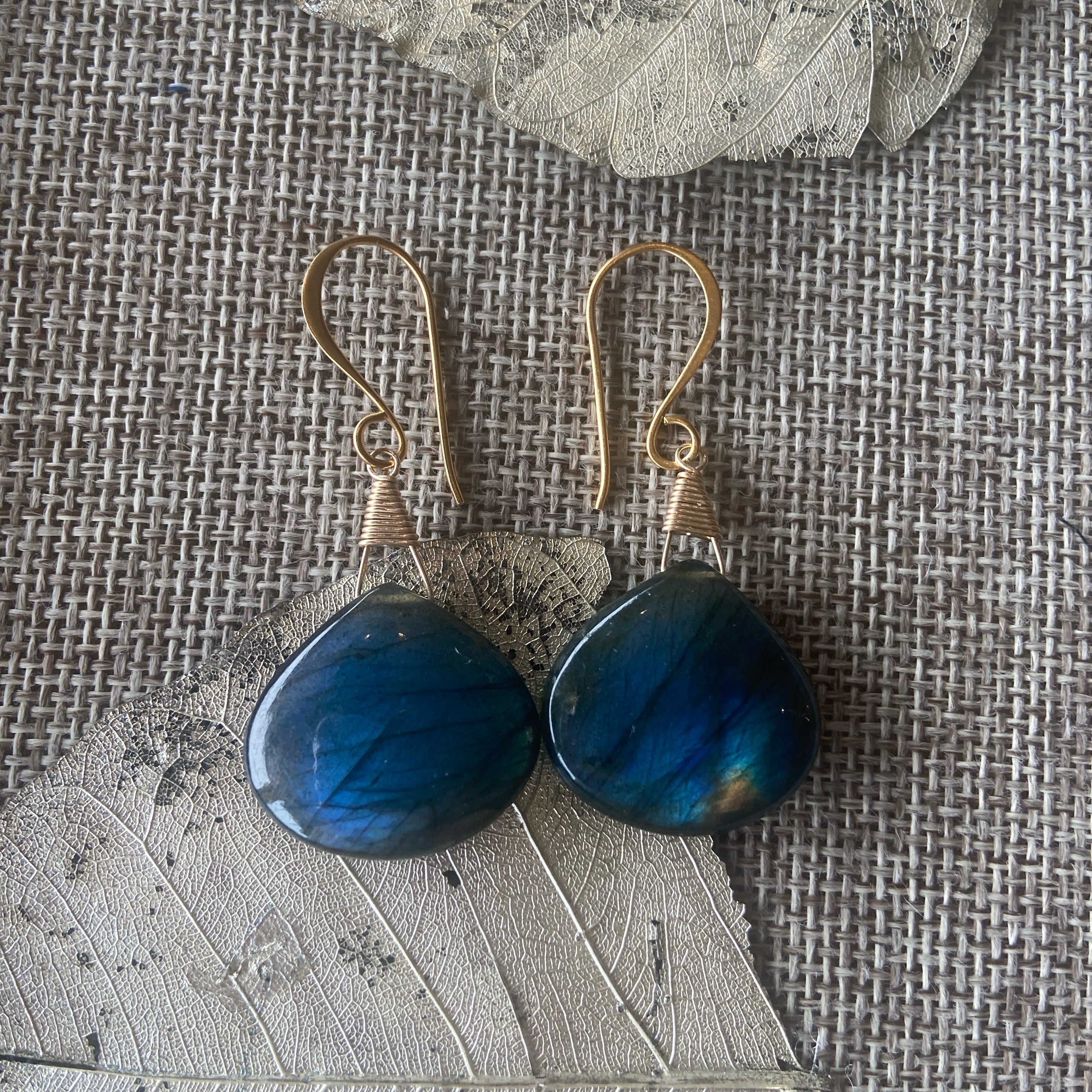 Labradorite Statement Earrings in Gold Vermeil