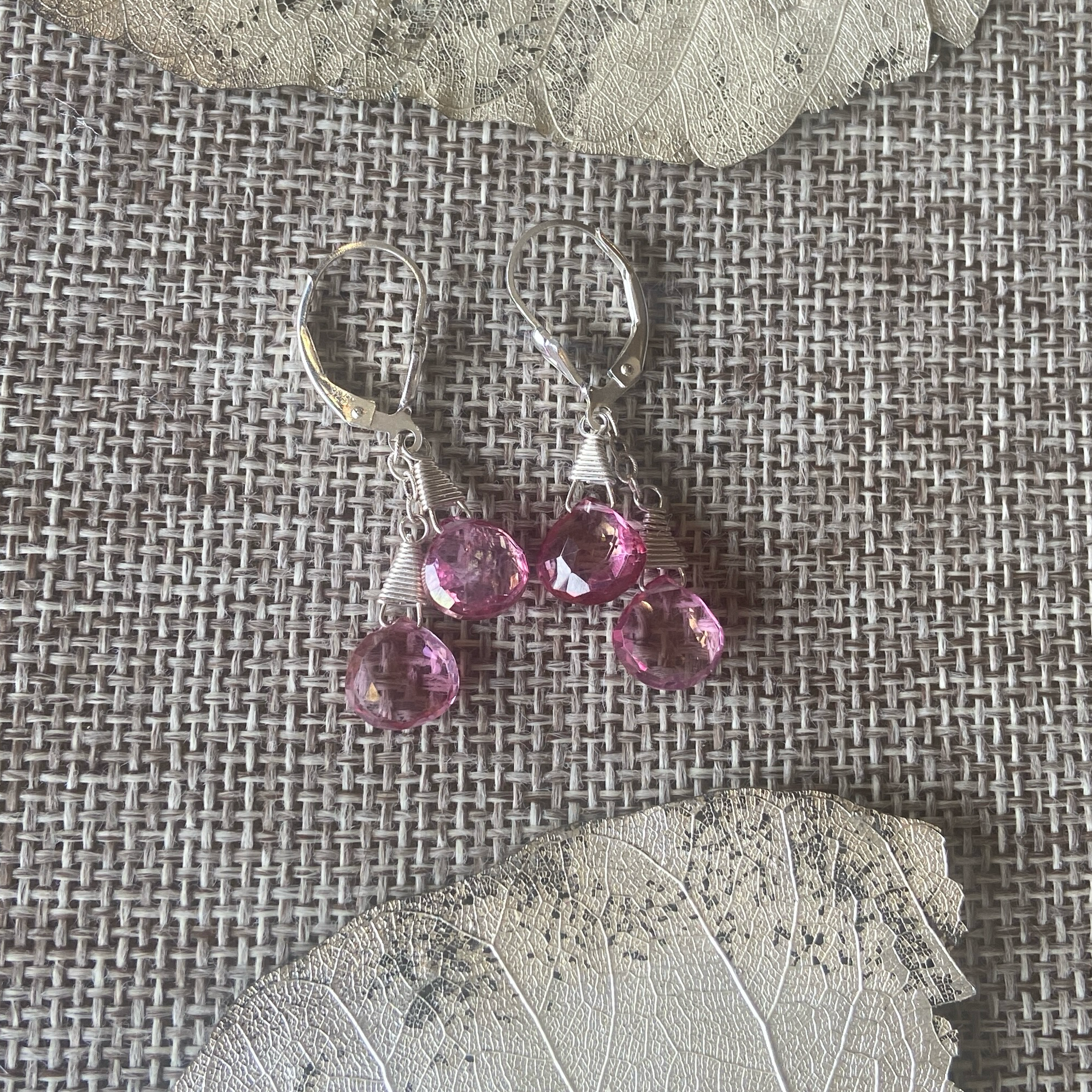 Pink Topaz Briolette Earrings