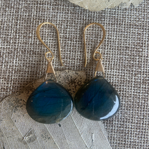 Labradorite Statement Earrings in Gold Vermeil