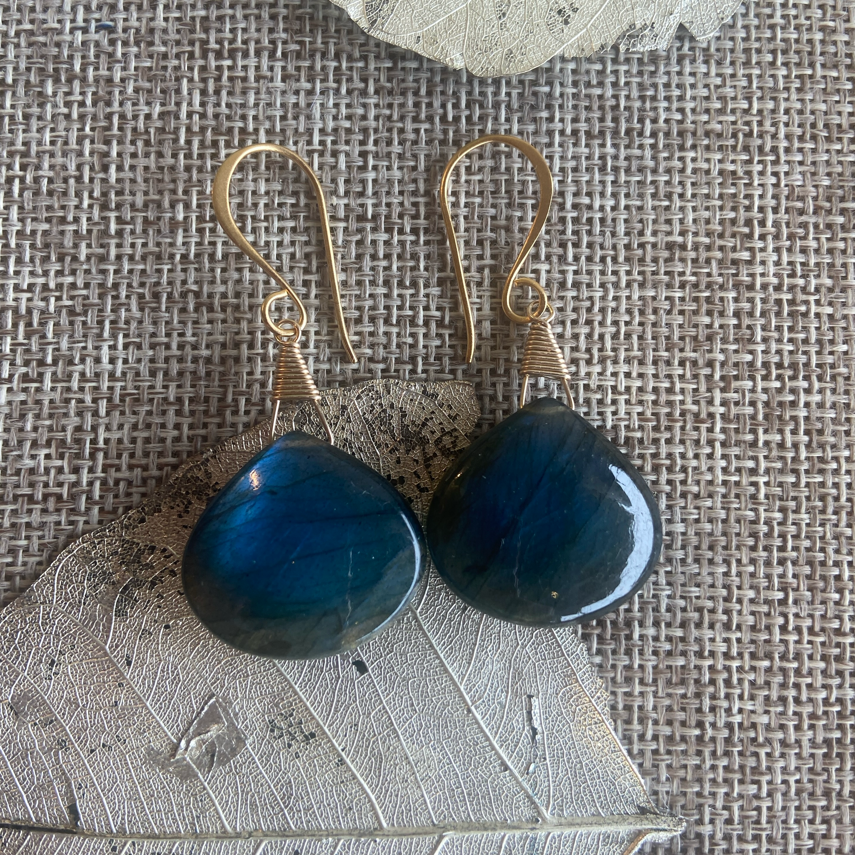 Labradorite Statement Earrings in Gold Vermeil