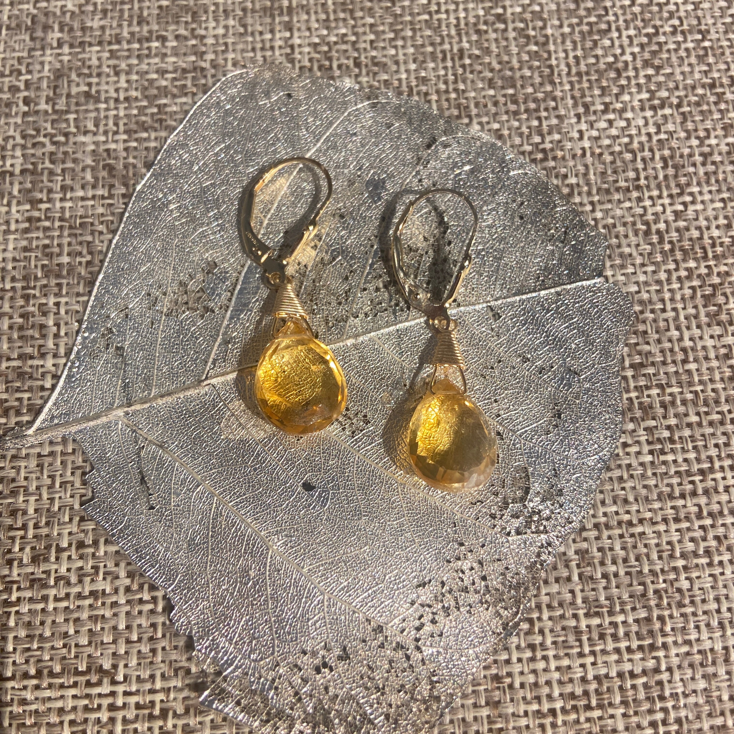 Briolette Tear Drop Citrine Necklace & Earrings