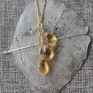 Briolette Tear Drop Citrine Necklace & Earrings