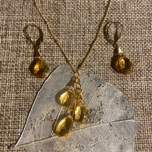 Briolette Tear Drop Citrine Necklace & Earrings