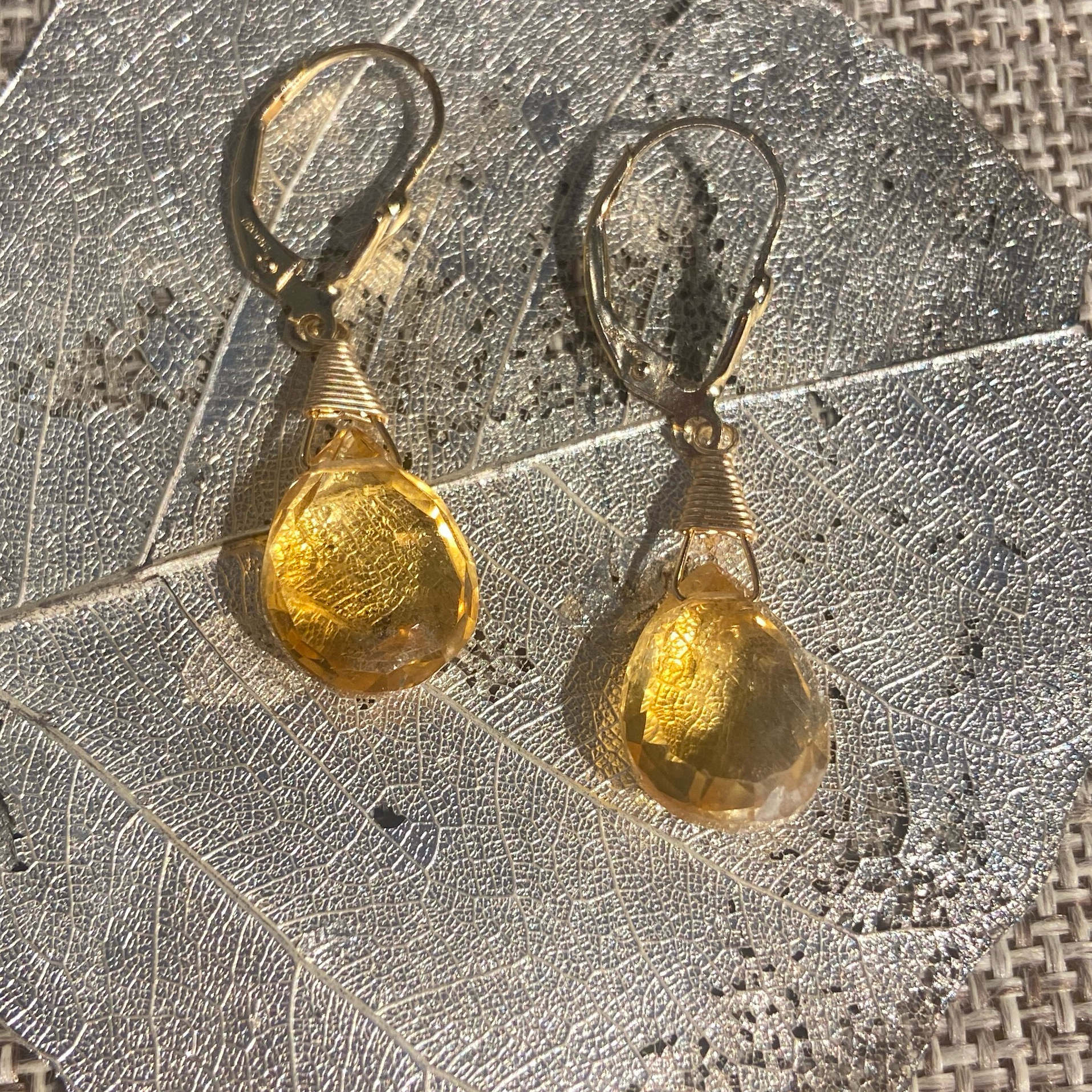 Briolette Tear Drop Citrine Necklace & Earrings