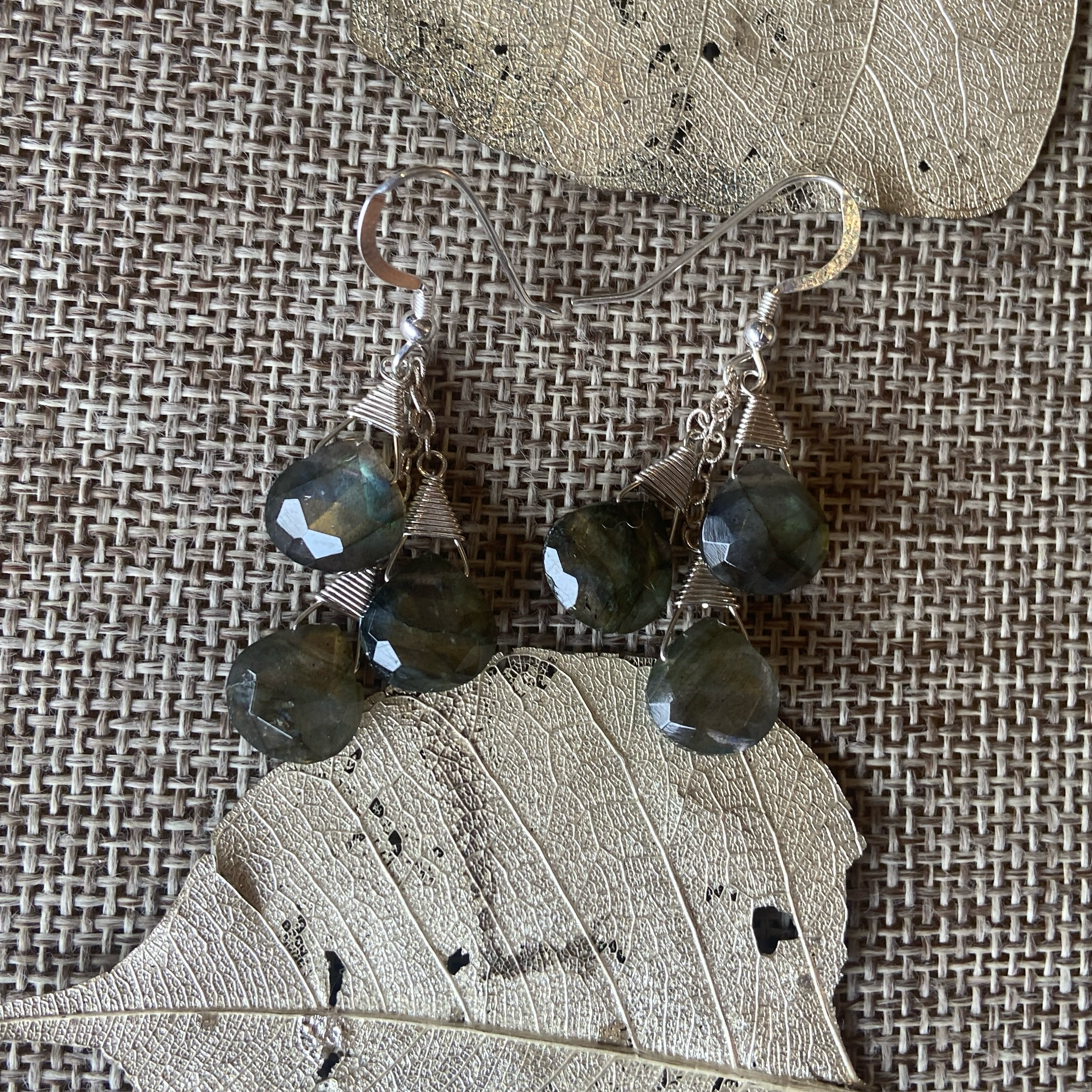 Labradorite Triple Stone Earrings