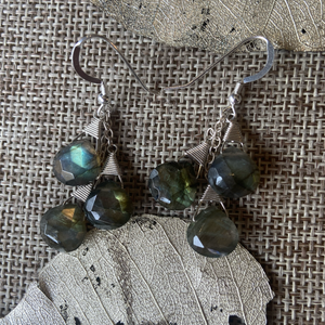 Labradorite Triple Stone Earrings