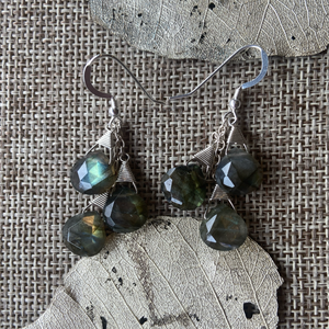 Labradorite Triple Stone Earrings