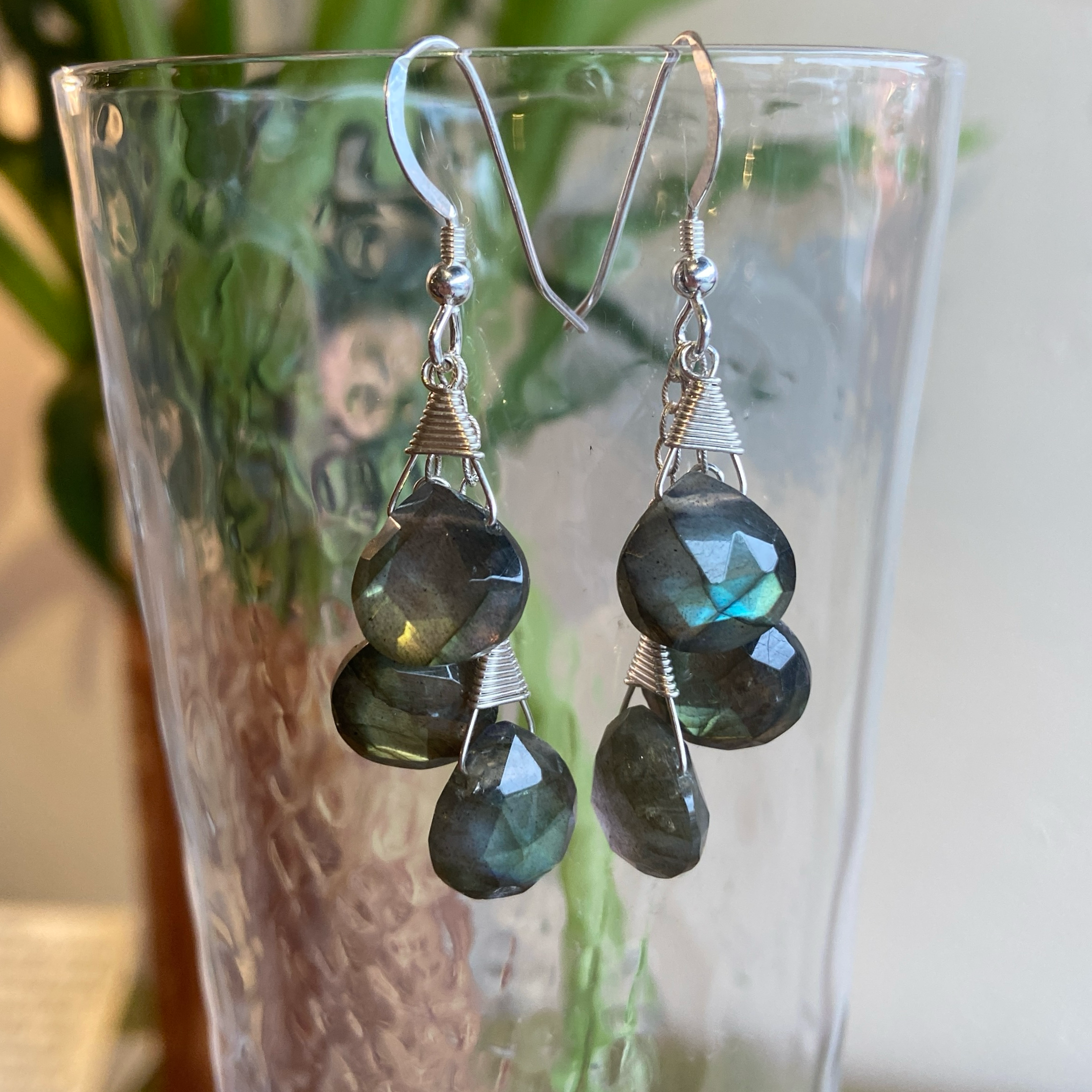 Labradorite Triple Stone Earrings