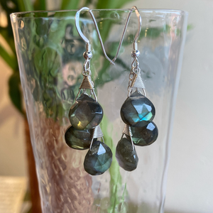 Labradorite Triple Stone Earrings