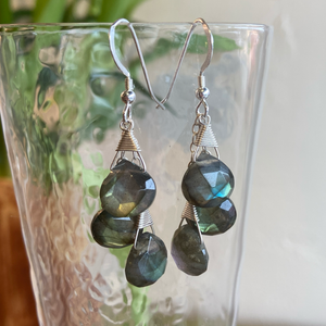 Labradorite Triple Stone Earrings