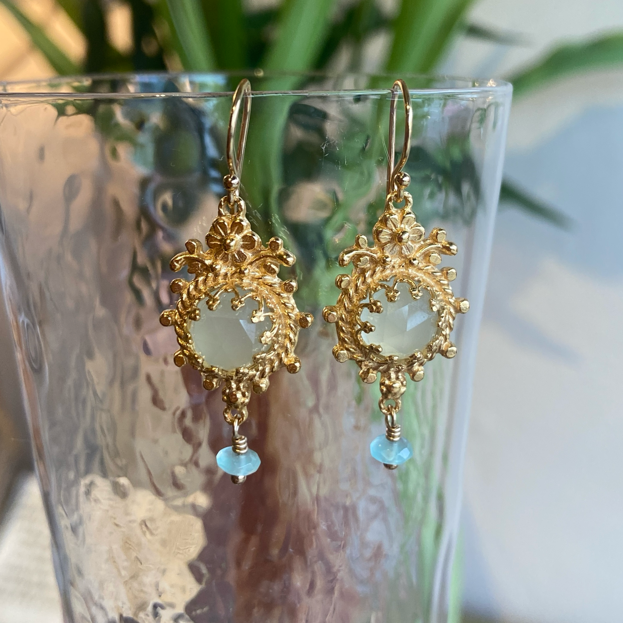 Aqua Chalcedony Earrings