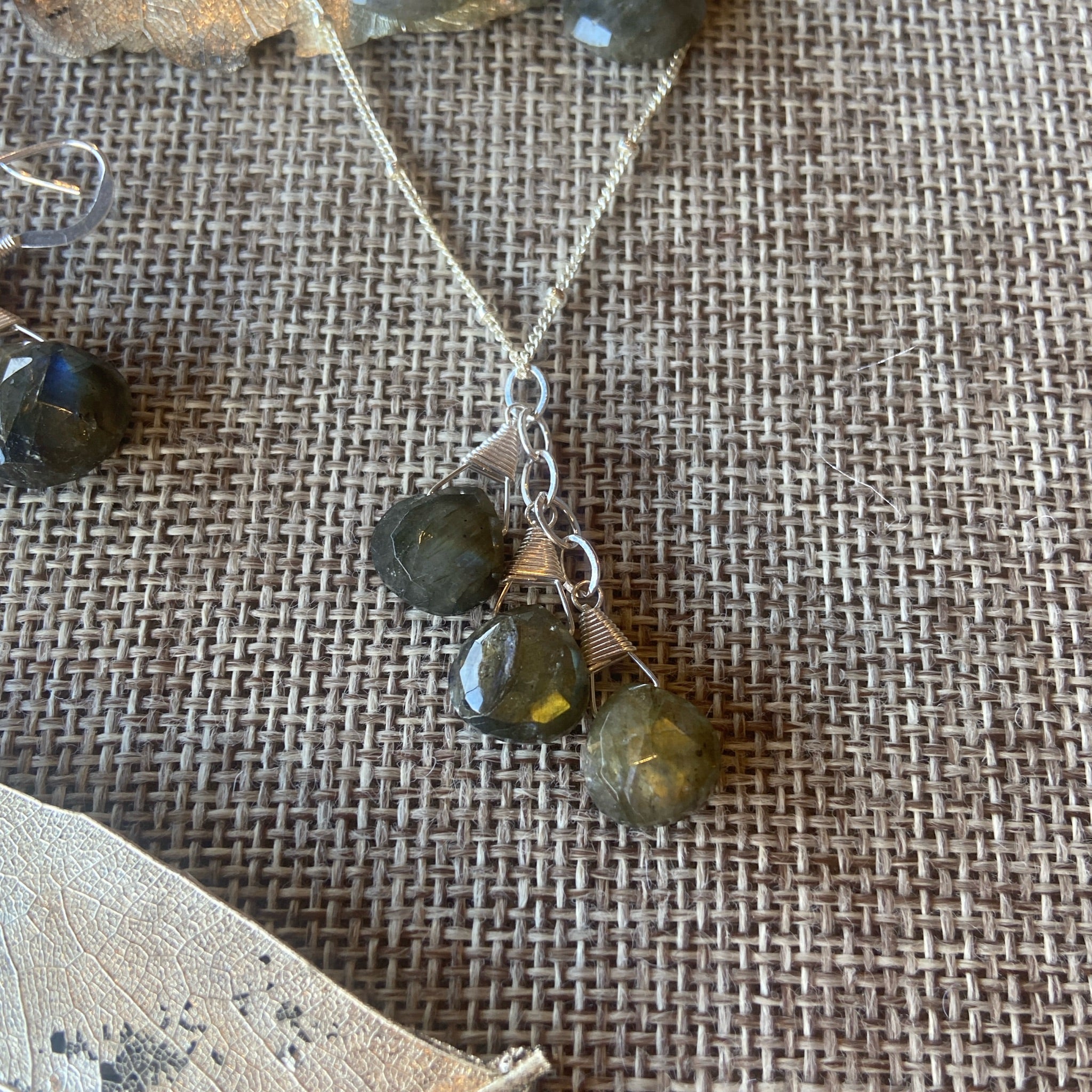 Labradorite Earrings and necklace in Silver