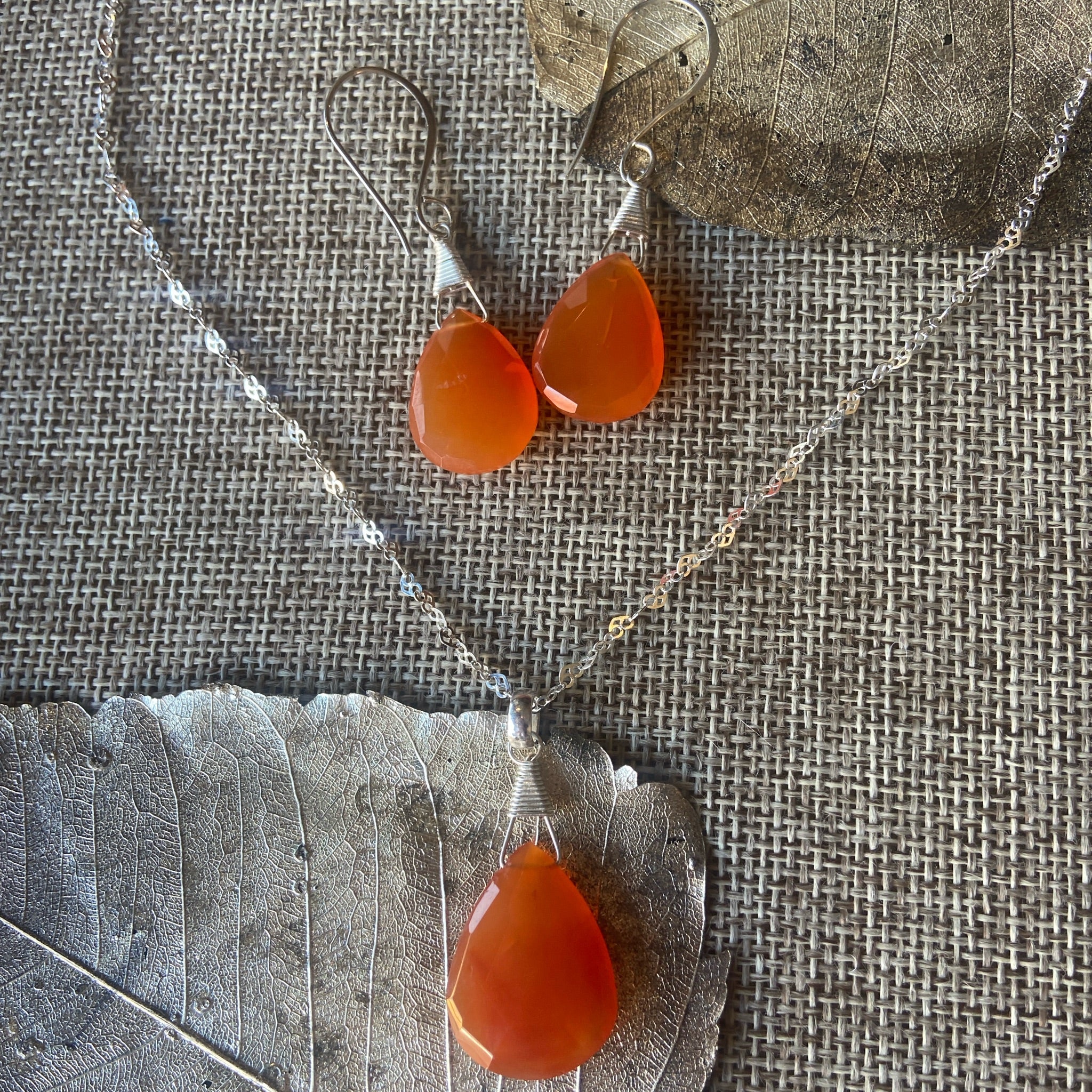 Carnelian Necklace & Earrings