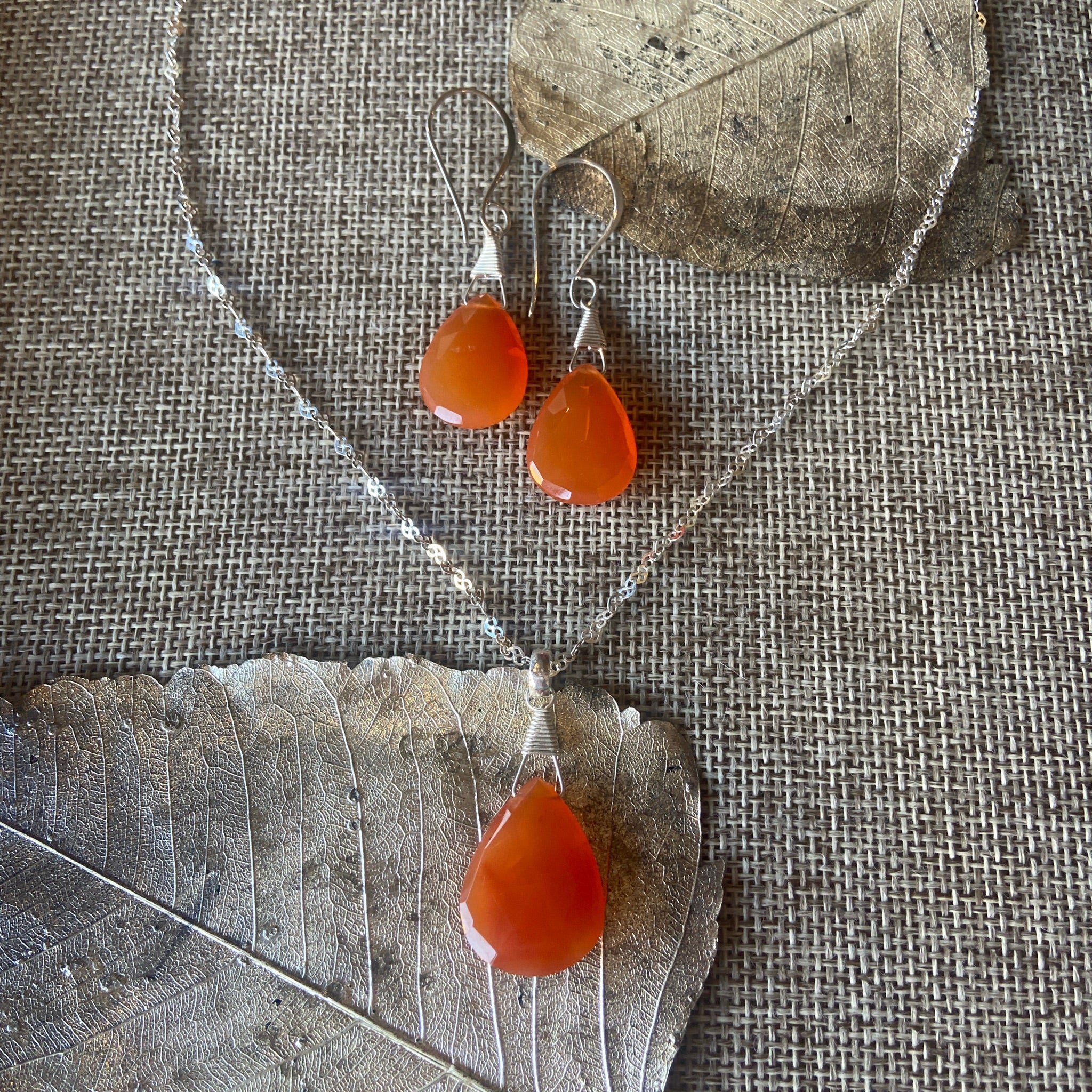 Carnelian Necklace & Earrings