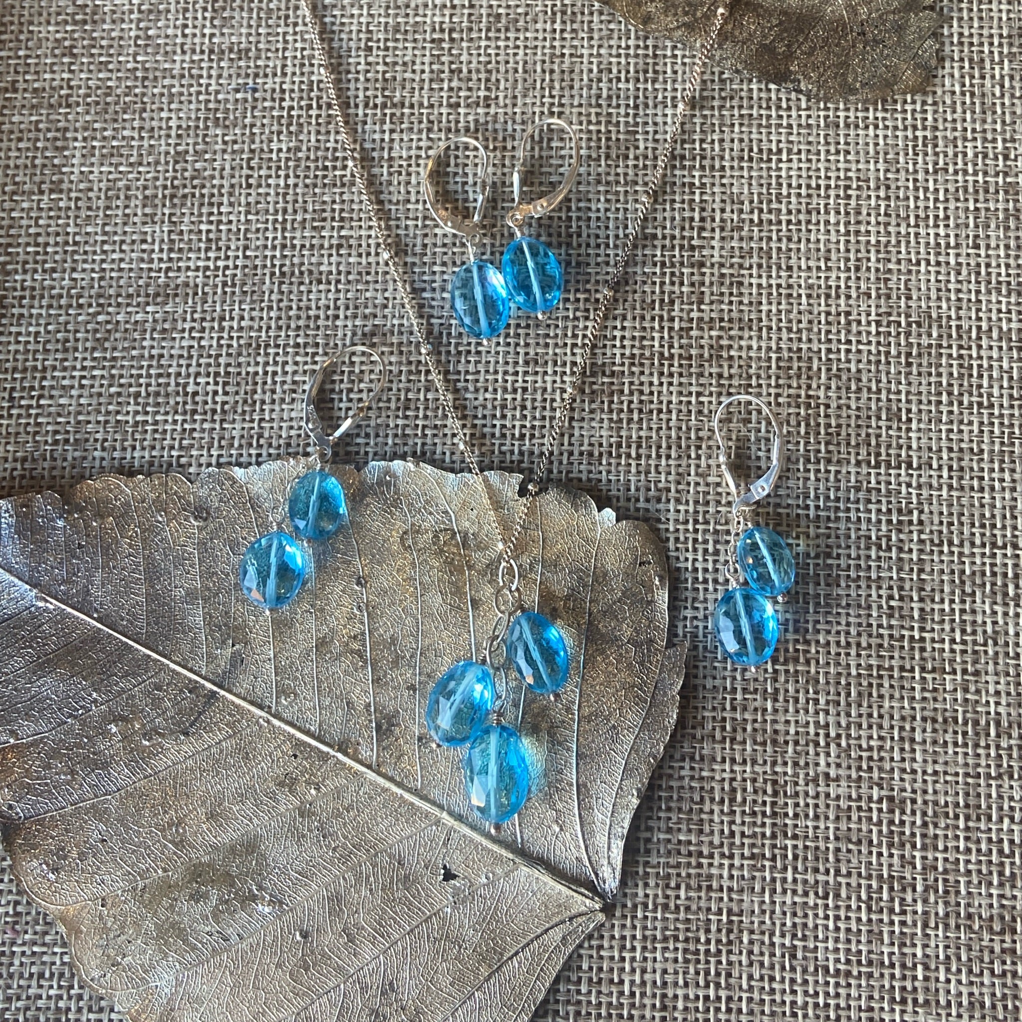 Swiss Blue Topaz Necklace & Earrings