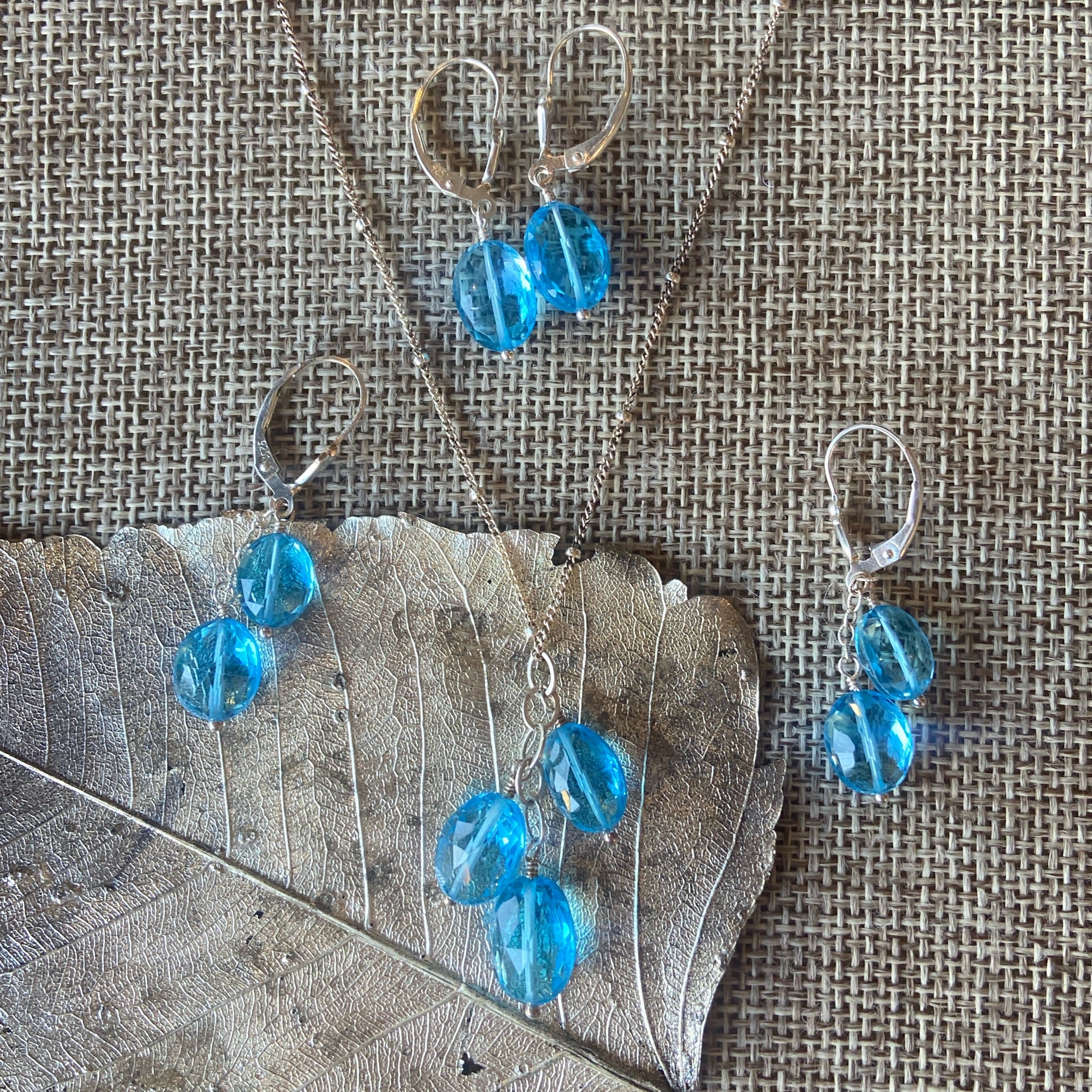 Swiss Blue Topaz Necklace & Earrings