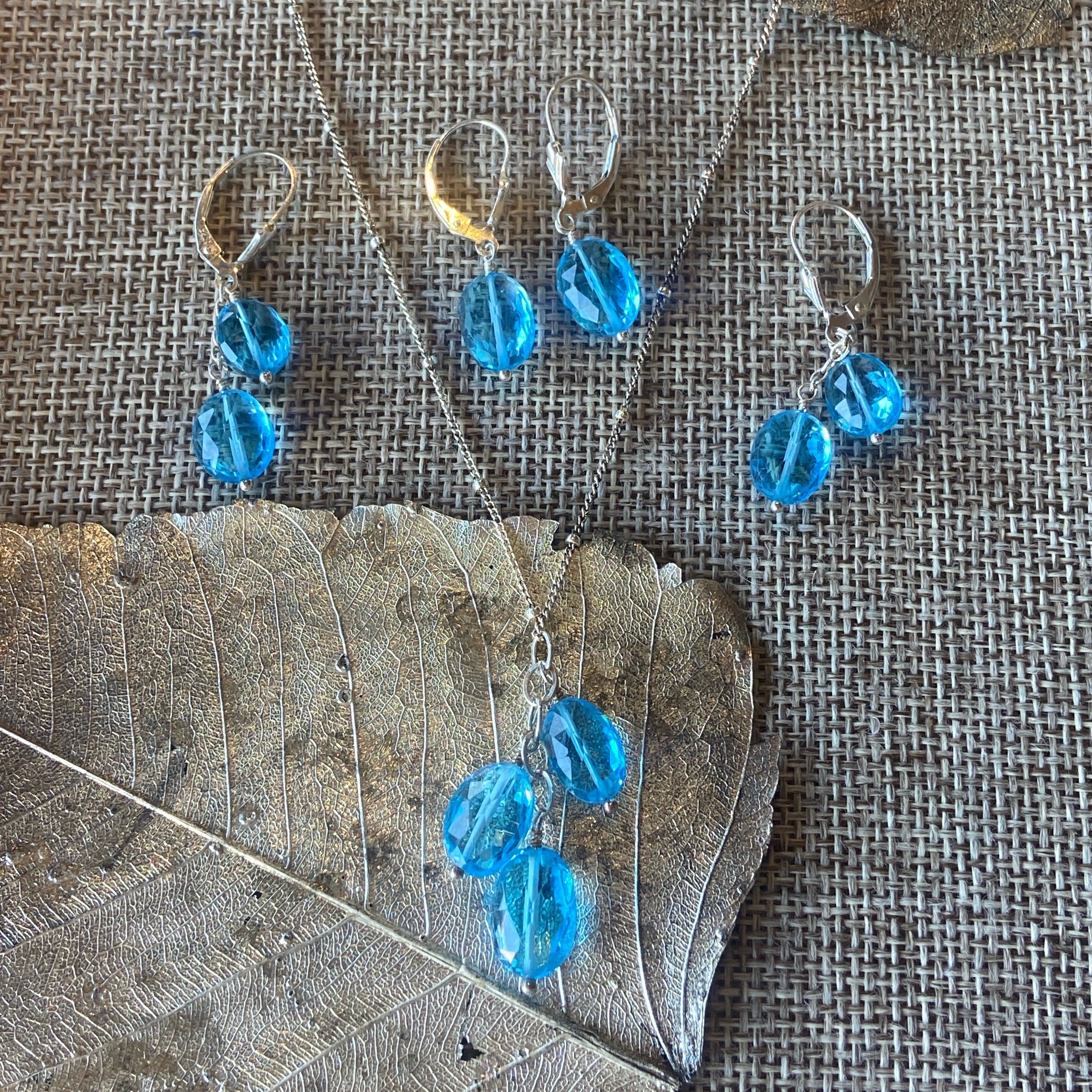 Swiss Blue Topaz Necklace & Earrings