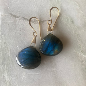 Labradorite Statement Earrings in Gold Vermeil