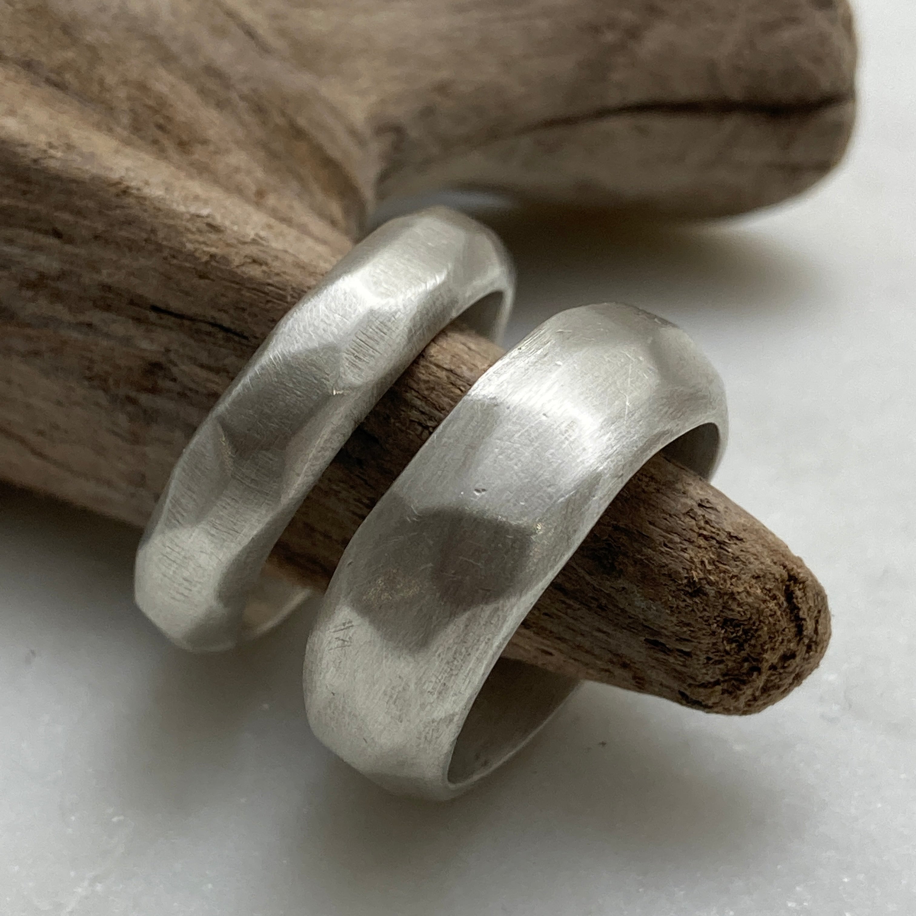 Faceted Silver Bands